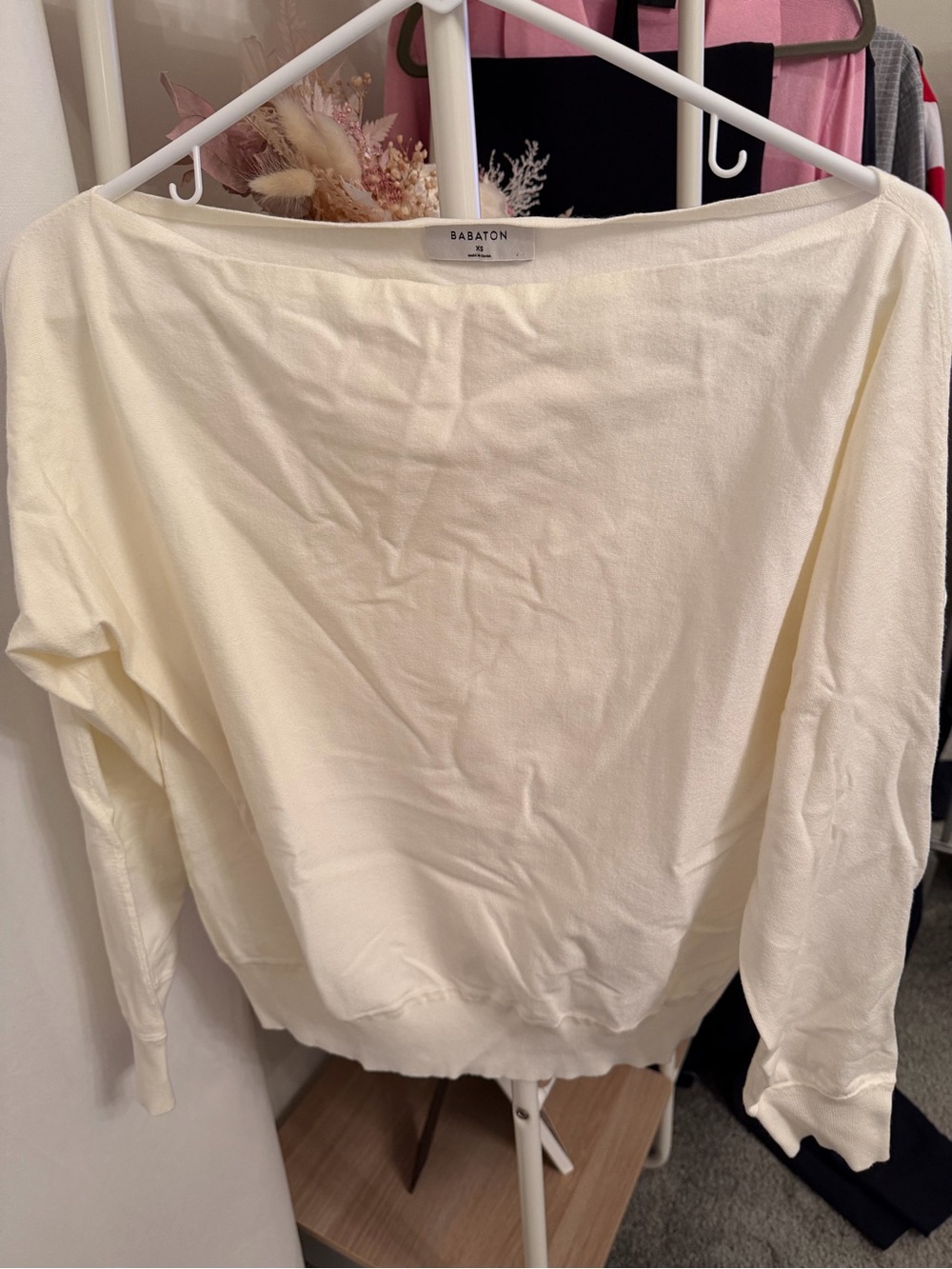 Aritzia Babaton Cream Boatneck Sweater